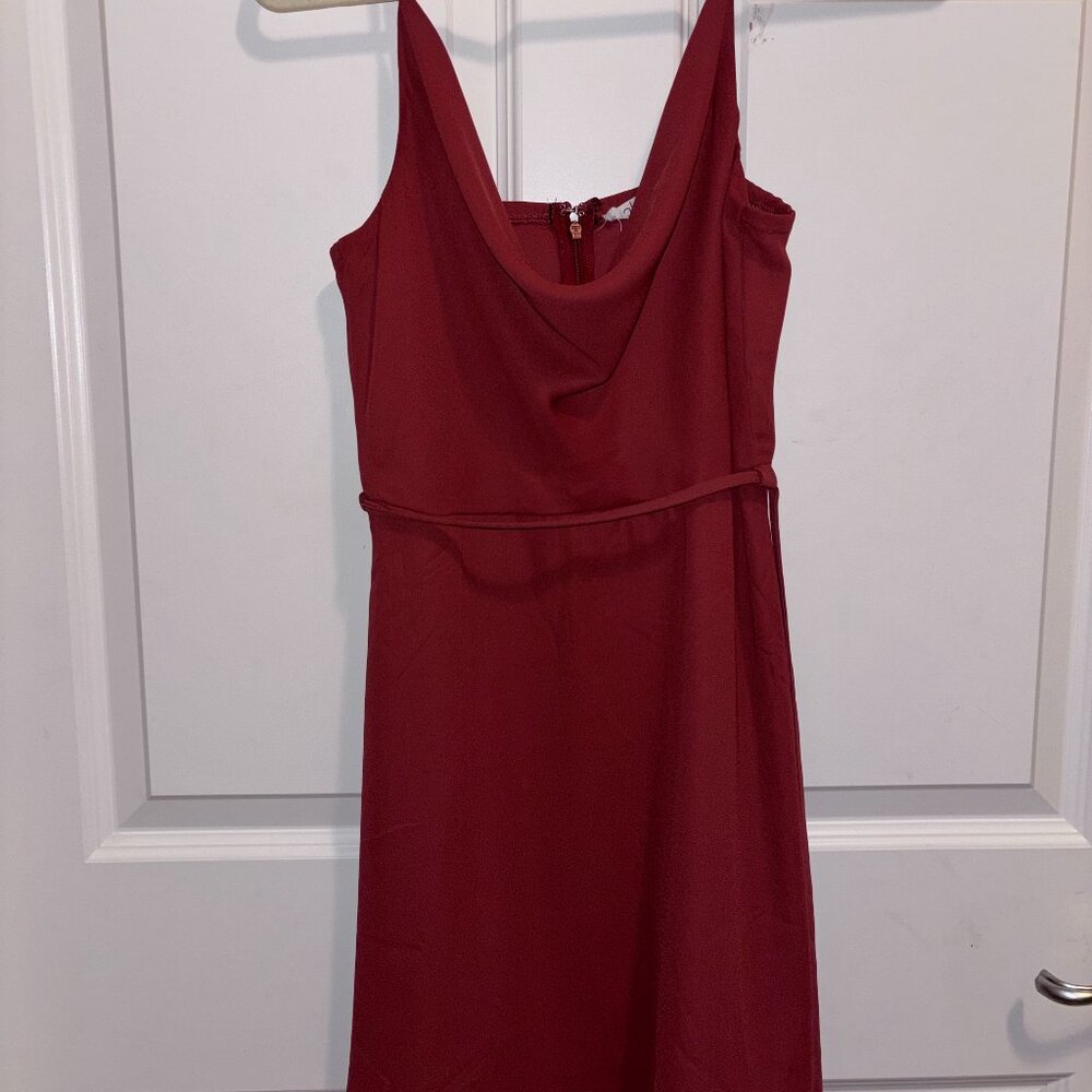 Mini Cowl Neck Dress- Burnt Orange